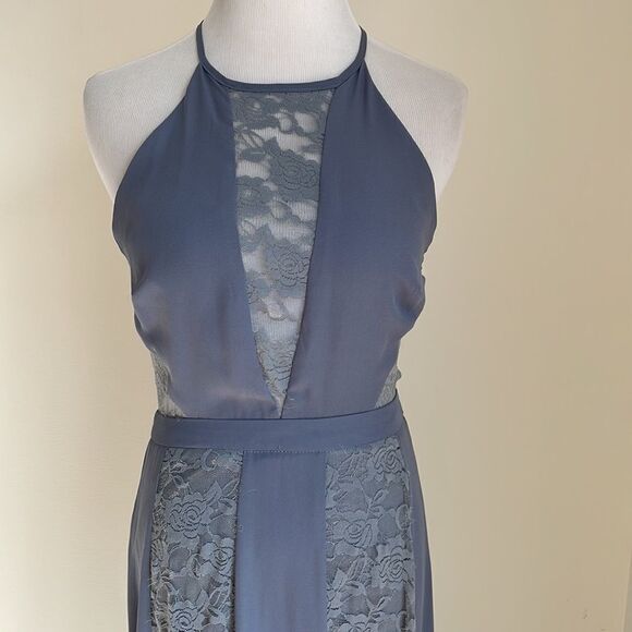 Maxi grey and lacy open back dress by love culture size Small - Picture 2 of 13